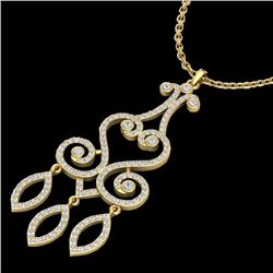 1.60 CTW VS/SI Diamond Micro Pave Designer Necklace 14K Yellow Gold - REF-138K5W - 22421