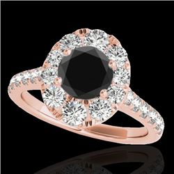 2 CTW Certified VS Black Diamond Solitaire Halo Ring 10K Rose Gold - REF-102F4N - 34082