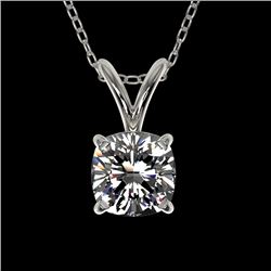 0.50 CTW Certified VS/SI Quality Cushion Cut Diamond Necklace 10K White Gold - REF-79W5F - 33169