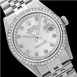 Rolex Men's Stainless Steel, QuickSet, Diamond Dial & Diamond Bezel - REF-557Y3X