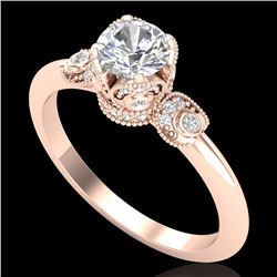 1 CTW VS/SI Diamond Solitaire Art Deco Ring 18K Rose Gold - REF-157X5T - 36852