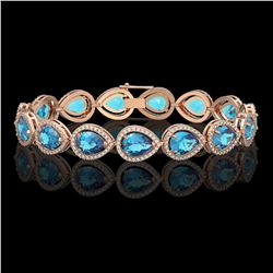 20.3 CTW Swiss Topaz & Diamond Halo Bracelet 10K Rose Gold - REF-286F2N - 41268