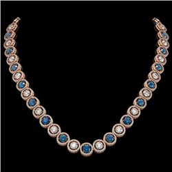 31.18 CTW Blue & White Diamond Designer Necklace 18K Rose Gold - REF-3872F5N - 42588