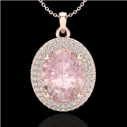 4.50 CTW Morganite & Micro Pave VS/SI Diamond Necklace 14K Rose Gold - REF-150H2A - 20567