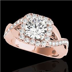 2 CTW H-SI/I Certified Diamond Solitaire Halo Ring 10K Rose Gold - REF-345T5M - 33317