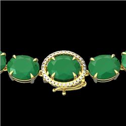 170 CTW Emerald & VS/SI Diamond Halo Micro Solitaire Necklace 14K Yellow Gold - REF-993K8W - 22295