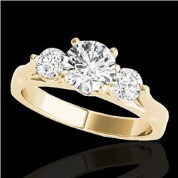 1.5 CTW H-SI/I Certified Diamond 3 Stone Ring 10K Yellow Gold - REF-180A2X - 35369