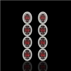 6.2 CTW Garnet & Diamond Halo Earrings 10K White Gold - REF-102T5M - 40547