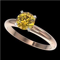 1.25 CTW Certified Intense Yellow SI Diamond Solitaire Ring 10K Rose Gold - REF-272A8X - 32912