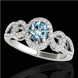 1.38 CTW Si Certified Fancy Blue Diamond Solitaire Halo Ring 10K White Gold - REF-174N5Y - 33923