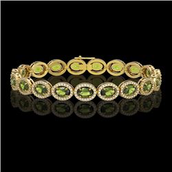 13.87 CTW Tourmaline & Diamond Halo Bracelet 10K Yellow Gold - REF-271Y6K - 40474