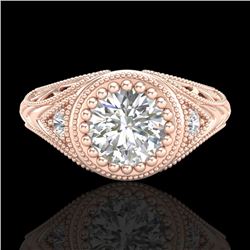 1.07 CTW VS/SI Diamond Solitaire Art Deco Ring 18K Rose Gold - REF-321N2Y - 36885