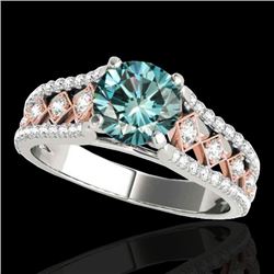 1.45 CTW Si Certified Blue Diamond Solitaire Ring 10K White & Rose Gold - REF-174X5T - 35283