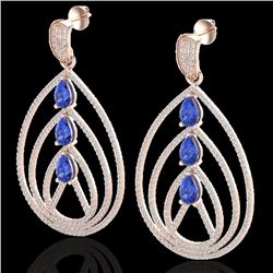 4 CTW Tanzanite & Micro Pave VS/SI Diamond Designer Earrings 14K Rose Gold - REF-307X3T - 22462