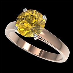 2.50 CTW Certified Intense Yellow SI Diamond Solitaire Ring 10K Rose Gold - REF-579H2A - 33048