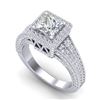 Image 1 : 3.5 CTW Princess VS/SI Diamond Solitaire Micro Pave Ring 18K White Gold - REF-581X8T - 37166