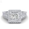 Image 2 : 3.5 CTW Princess VS/SI Diamond Solitaire Micro Pave Ring 18K White Gold - REF-581X8T - 37166