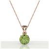 Image 2 : 2 CTW Green Tourmaline Designer Solitaire Necklace 14K Rose Gold - REF-31X8T - 22025