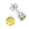 Image 2 : 4 CTW Citrine Designer Inspired Solitaire Stud Earrings 18K White Gold - REF-29H3A - 21818