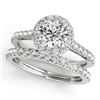 1.71 CTW Certified VS/SI Diamond 2Pc Wedding Set Solitaire Halo 14K White Gold - REF-389W6F - 30840