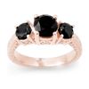 2.50 CTW VS Certified Black Diamond 3 Stone Ring 14K Rose Gold - REF-67W6F - 13797