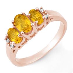 1.39 CTW Yellow Sapphire & Diamond Ring 14K Rose Gold - REF-35F3N - 10328