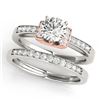 Image 1 : 1.01 CTW Certified VS/SI Diamond Solitaire 2Pc Set 14K White & Rose Gold - REF-199N3Y - 31591