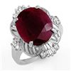 Image 1 : 6.70 CTW Ruby & Diamond Ring 18K White Gold - REF-118Y2K - 12725