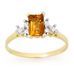 1.14 CTW Citrine & Diamond Ring 10K Yellow Gold - REF-13Y6K - 13376