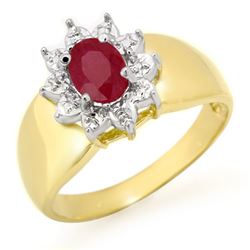 0.50 CTW Ruby Ring 10K Yellow Gold - REF-16N4Y - 13352