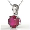 Image 1 : 2 CTW Ruby Designer Inspired Solitaire Necklace 18K White Gold - REF-24X9T - 22038