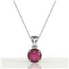 Image 2 : 2 CTW Ruby Designer Inspired Solitaire Necklace 18K White Gold - REF-24X9T - 22038