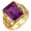 Image 1 : 8.03 CTW Amethyst & Diamond Ring 10K Yellow Gold - REF-42Y9K - 10916