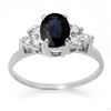 1.41 CTW Blue Sapphire & Diamond Ring 18K White Gold - REF-41M8H - 13734