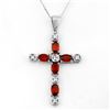 3.15 CTW Garnet & Diamond Necklace 10K White Gold - REF-33T6M - 11281