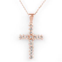 0.75 CTW Certified VS/SI Diamond Necklace 14K Rose Gold - REF-50K8W - 10568