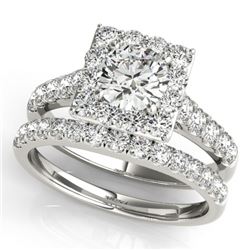 2.29 CTW Certified VS/SI Diamond 2Pc Wedding Set Solitaire Halo 14K White Gold - REF-434N8Y - 31187