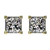 2 CTW Certified VS/SI Quality Princess Diamond Stud Earrings 10K Yellow Gold - REF-585A2X - 33096