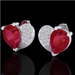 2.50 CTW Ruby & Micro Pave VS/SI Diamond Earrings 10K White Gold - REF-33M8H - 20077