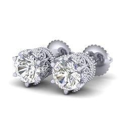 2.04 CTW VS/SI Diamond Solitaire Art Deco Stud Earrings 18K White Gold - REF-361K8W - 37241