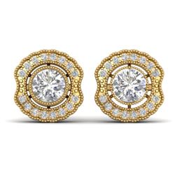 1.5 CTW Certified VS/SI Diamond Art Deco Stud Earrings 14K Yellow Gold - REF-196X2T - 30542