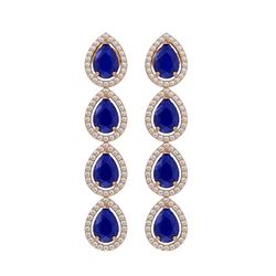 10.2 CTW Sapphire & Diamond Halo Earrings 10K Rose Gold - REF-155N5Y - 41145