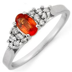 0.74 CTW Orange Sapphire & Diamond Ring 18K White Gold - REF-25H5A - 10477