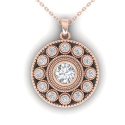 0.91 CTW Certified VS/SI Diamond Art Deco Necklace 14K Rose Gold - REF-121N3Y - 30469