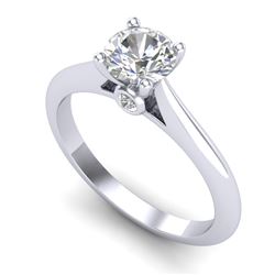 0.83 CTW VS/SI Diamond Solitaire Art Deco Ring 18K White Gold - REF-200X2T - 37283