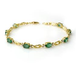 4.11 CTW Emerald & Diamond Bracelet 10K Yellow Gold - REF-50W9F - 14180