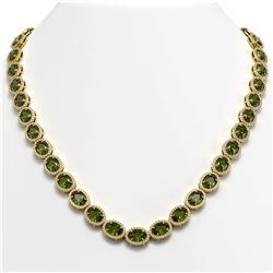 49.46 CTW Tourmaline & Diamond Halo Necklace 10K Yellow Gold - REF-763H6A - 40576