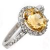 Image 2 : 2.10 CTW Citrine & Diamond Ring 14K White Gold - REF-27W6F - 10070
