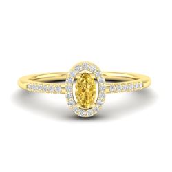 0.65 Citrine & Micro Pave VS/SI Diamond Ring Halo 18K Yellow Gold - REF-31K3W - 21385