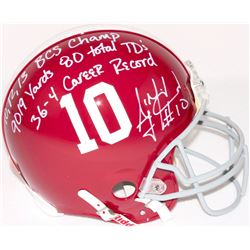 AJ McCarron Signed Alabama Full-Size Authentic Pro-Line Helmet with (4) Career Stats Inscriptions (R